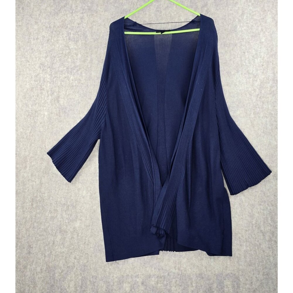 Lane Bryant Womens Navy Open Cardigan 26/28 Rayon Nylon Fabric Flared Sleeves